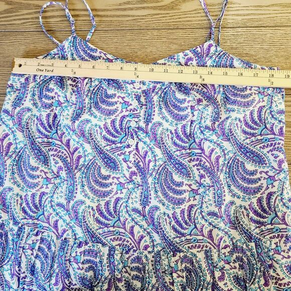J. Crew Dress M Purple Blue Paisley Tiered Sleeveless A-Line Maxi Sundress - Picture 9 of 11